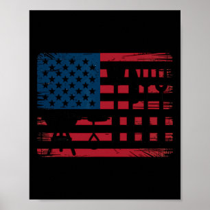 Patriotic Grilling Grillen Utensil US Flag Pitmast Poster