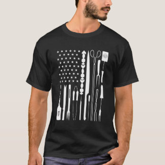 Patriotic Grilling Grillen Utensil US Flag Pitmast T-Shirt