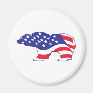 Patriotic Grizzly Bar Magnet