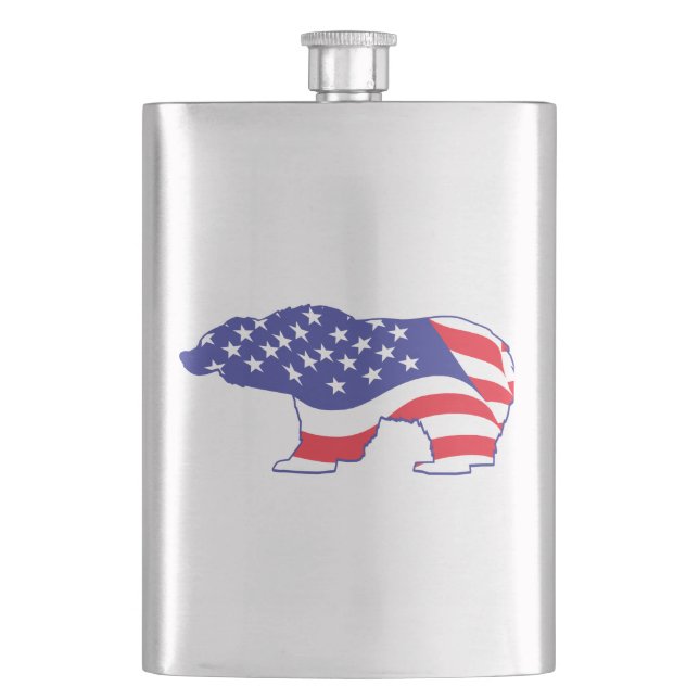 Patriotic-Grizzly Flachmann (Vorderseite)
