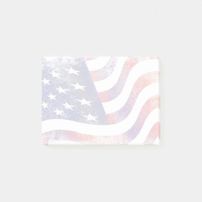 Patriotic Grunge Style verblasste amerikanische Fl Post-it Klebezettel (Vorderseite)