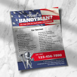 Patriotic Handyman Repair Service 3D Metallarbeite Flyer<br><div class="desc">Berufliche Handyman Repair Maintenance Service Patriotische Flyer.</div>