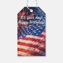 Patriotic Happy Birthday Geschenkanhänger