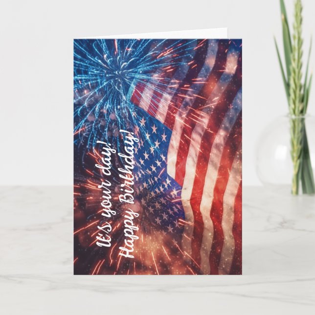 Patriotic Happy Birthday Karte (Vorderseite)