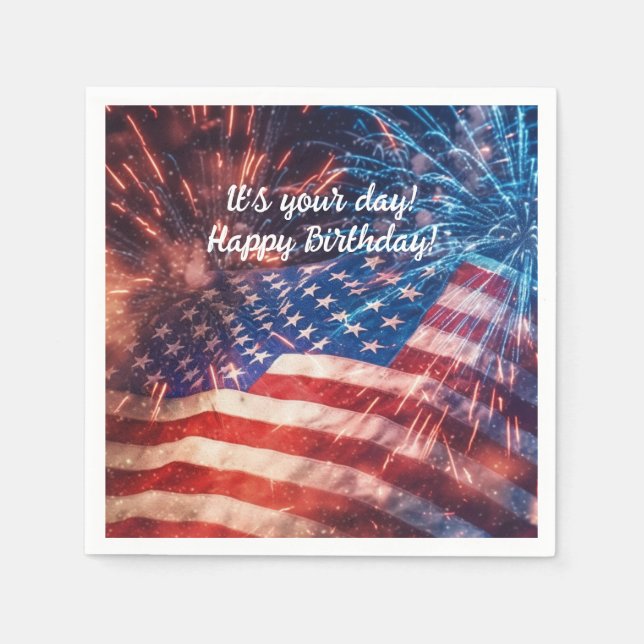 Patriotic Happy Birthday Serviette (Vorderseite)