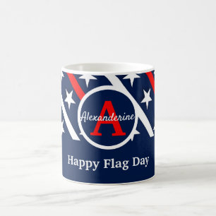 Patriotic Happy Flag Day Red White and Blue Streif Kaffeetasse