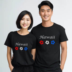 Patriotic Hawaii Aloha Red White Blue Blume T-Shirt