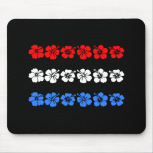 Patriotic Hawaiian USA Red White Blue Aloha Bands Mousepad