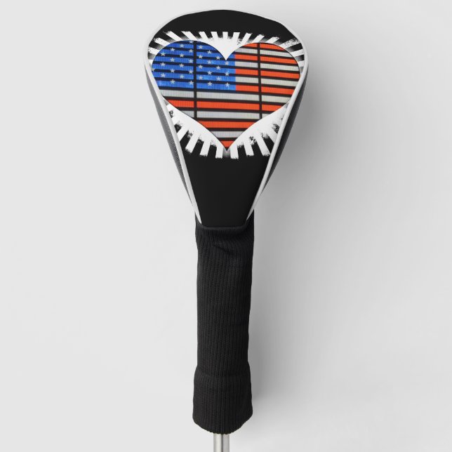 Patriotic Heart American Flag Golf Headcover (Vorderseite)
