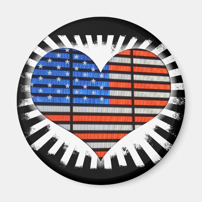 Patriotic Heart American Flag Magnet (Vorne)