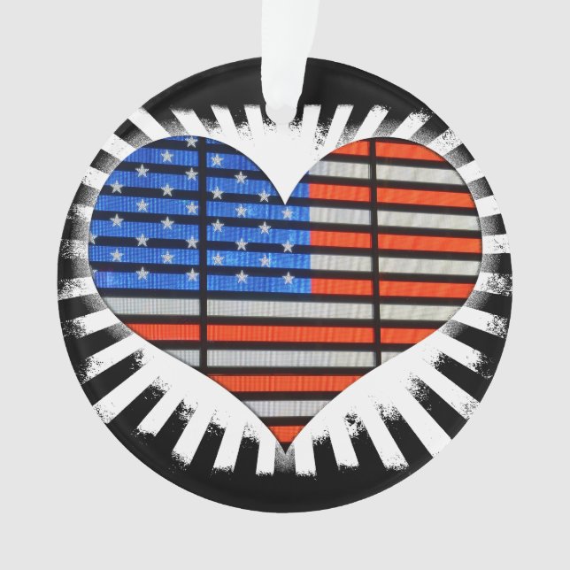 Patriotic Heart American Flag Ornament (Vorderseite)