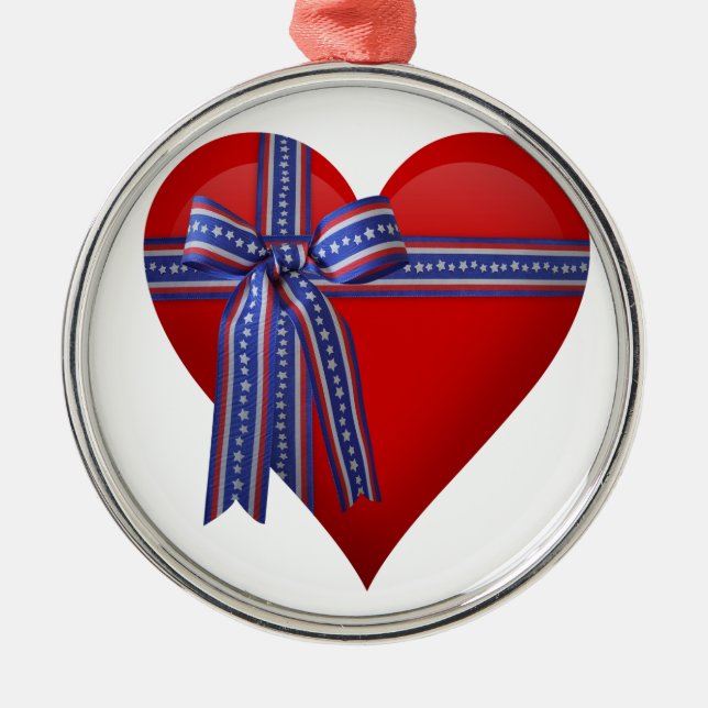 Patriotic Heart Grafik Ornament Aus Metall (Vorne)