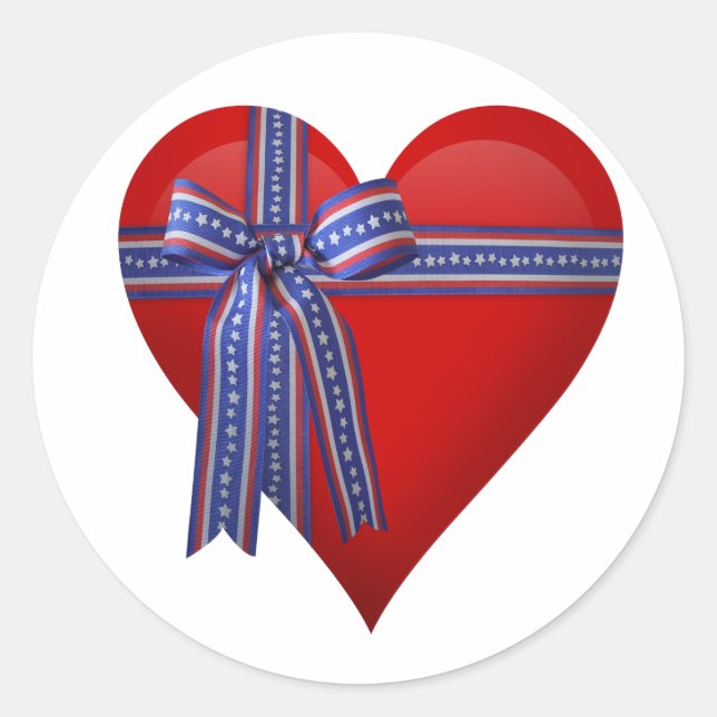 Patriotic Heart Grafik Runder Aufkleber (Vorderseite)