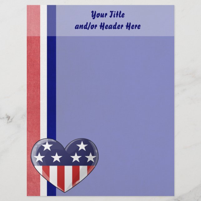 Patriotic Heart Letterhead Briefbogen (Vorderseite)