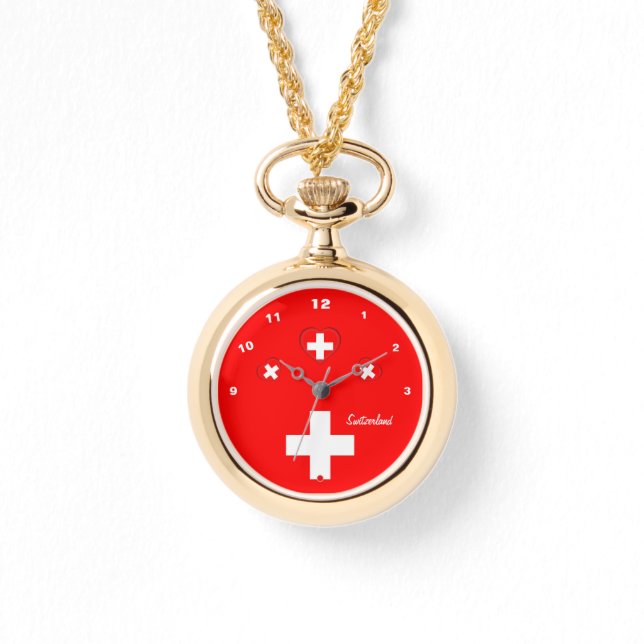 Patriotic Heart Swiss Flag Watch, Schweiz Armbanduhr (Vorderseite)