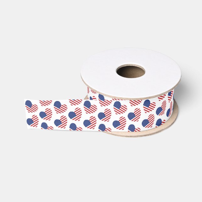 Patriotic Hearts Grosgrain Ribbon Ripsband (Spule)