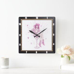 Patriotic High Heel Mode Quadratische Wanduhr