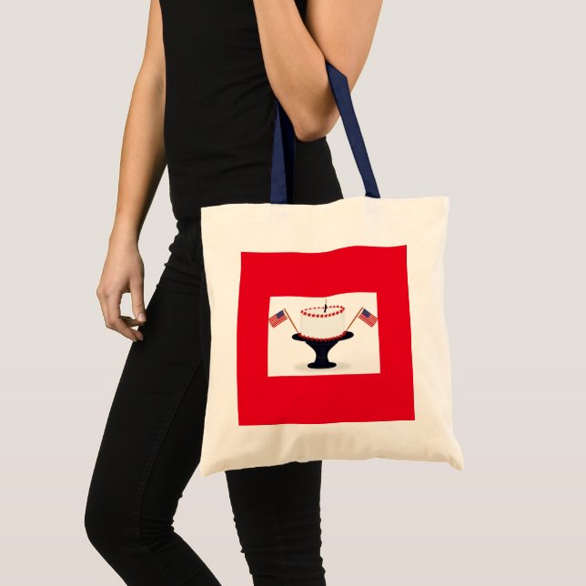 Patriotic Holiday Birthday Cake Tote Bag Tragetasche (Vorderseite (Produkt))