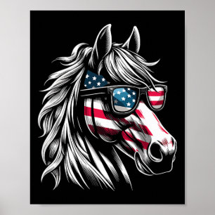 Patriotic Horse American Flag Horseback Riding 4. Poster