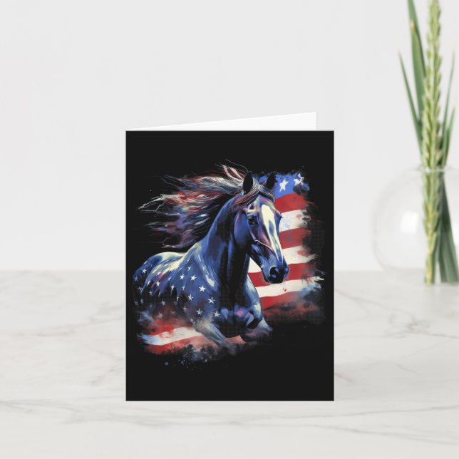 Patriotic Horse American Flag Horseback Riding Wes Karte (Vorderseite)