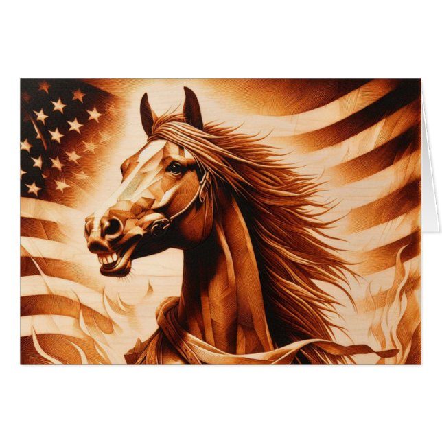 Patriotic Horse Sepia (Vorderseite (Horizontal))