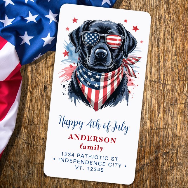 Patriotic Hund Red White Blue Custom Rücksendeadre Adressaufkleber (Von Creator hochgeladen)
