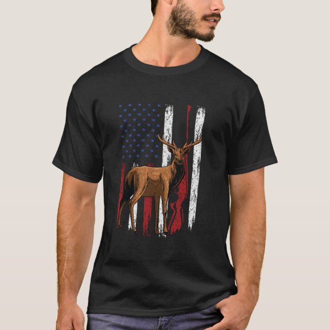 Patriotic Hunter Deer Elk Buck Jagd Elkaholic D T-Shirt (Vorderseite)