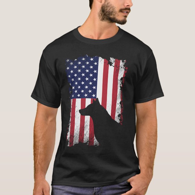 Patriotic Husky American Flag Cooler Hund T-Shirt (Vorderseite)