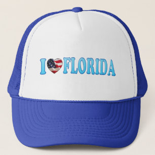 Patriotic I heart Florida on American flagge Truckerkappe