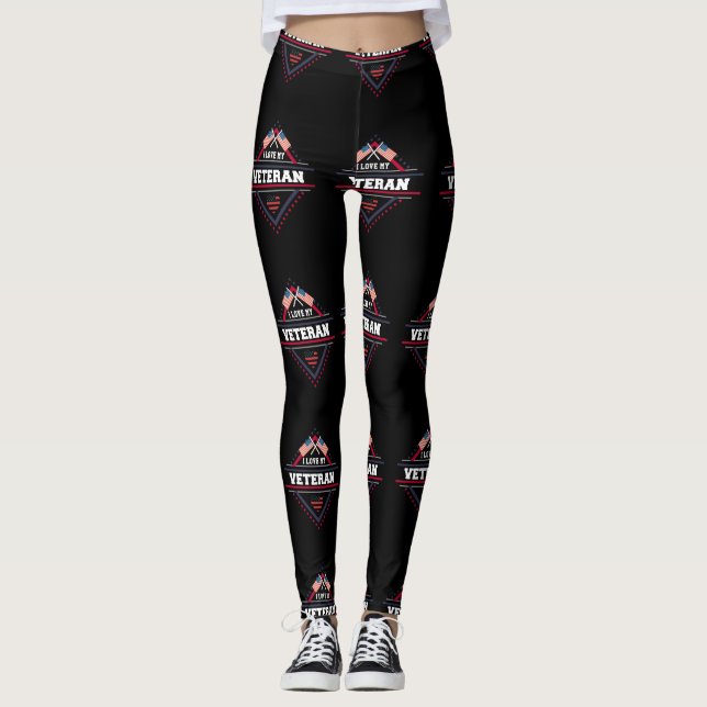 Patriotic I Liebe Mein Veteran Militär Leggings (Vorderseite)