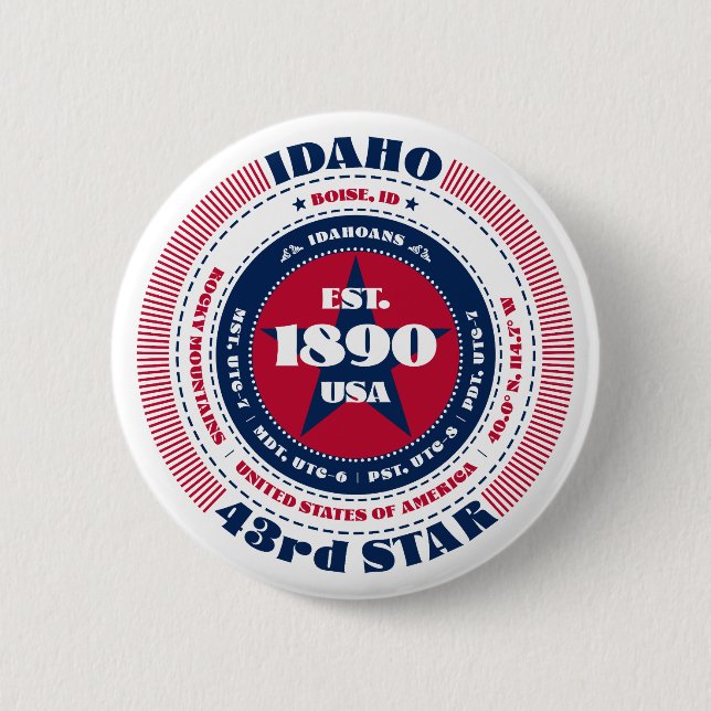 Patriotic Idaho Circle mit Staat Details Button (Vorderseite)
