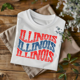 Patriotic Illinois Red and Blue Boho T - Shirt