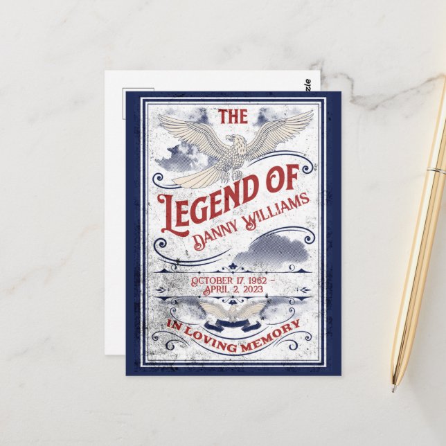 Patriotic in Love Memory Veteran Beerdigung Postkarte (Vorderseite/Rückseite Beispiel)