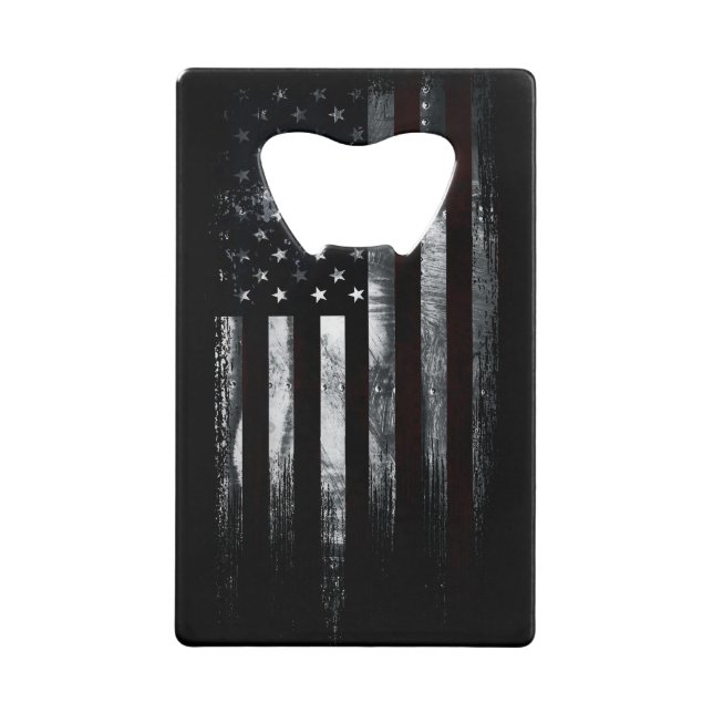 Patriotic Industrial American Flag Geldbeutel Flaschenöffner (Vorderseite)