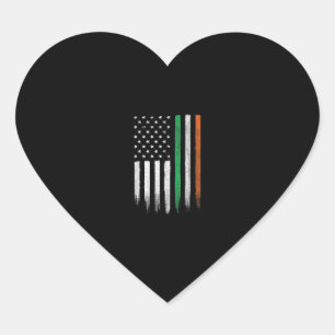 Patriotic Irish American Flag Ireland Herz-Aufkleber