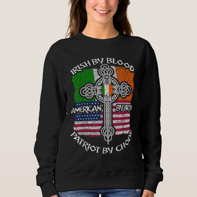 Patriotic Irish American Flag St.Patrick's Day Sweatshirt (Vorderseite)