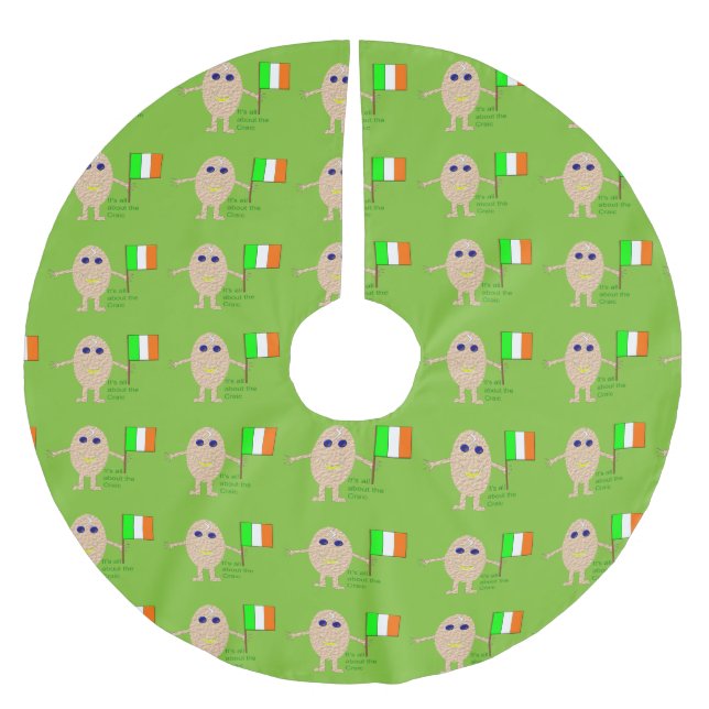 Patriotic Irish Egg Tree Skirt Polyester Weihnachtsbaumdecke (Vorderseite)