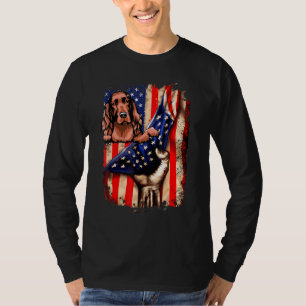 Patriotic Irish Setter American Flag Dog T-Shirt