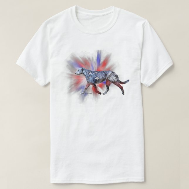 Patriotic Irish Wolfhound Red White und Blue T-Shirt (Design vorne)