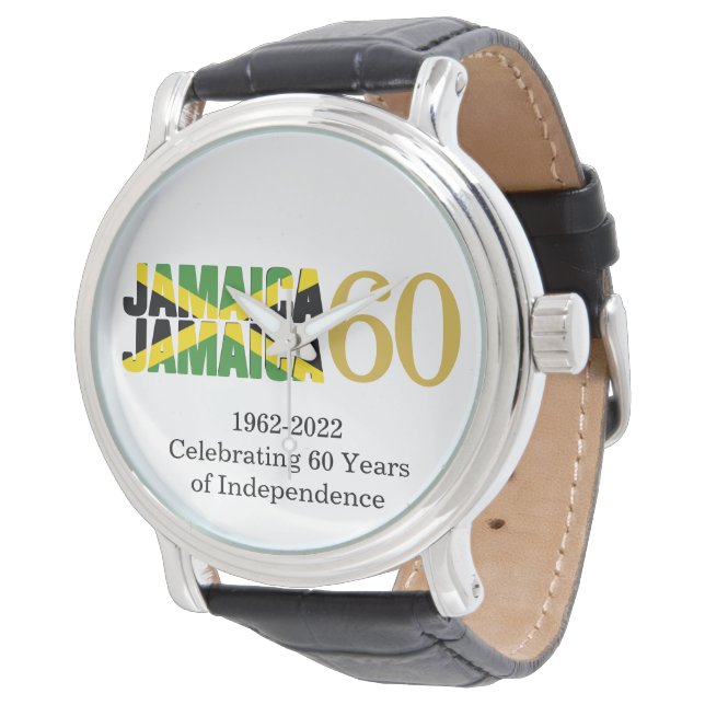 Patriotic JAMAICA 60 Jahre Unabhängigkeit Armbanduhr (Schrägansicht)