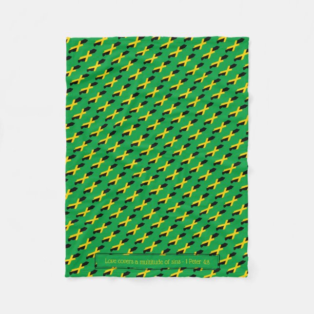 Patriotic JAMAICA FLAG Anpassbare GRÜNE Fleecedecke (Vorderseite)