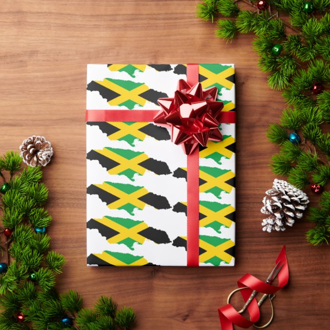 Patriotic JAMAICA Flag MAP-Kontur Geschenkpapier (Feiertagsgeschenk)