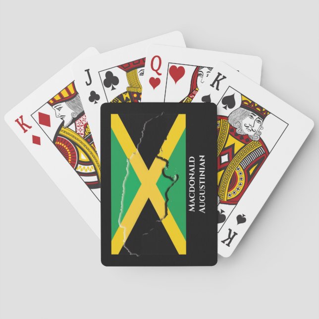 Patriotic JAMAICA FLAG MAP Personalisiert Spielkarten (Rückseite)
