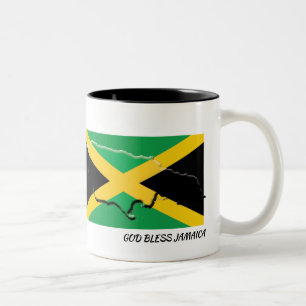Patriotic JAMAICA FLAG   Scripting Custom White Zweifarbige Tasse