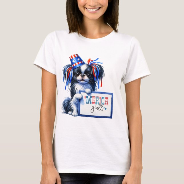 Patriotic Japanisch Chin 'Merica Y all T-Shirt (Vorderseite)