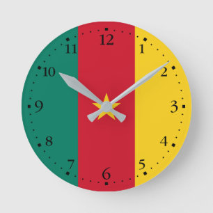 Patriotic Kamerun Flag Runde Wanduhr