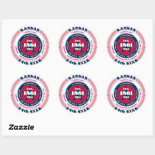 Patriotic Kansas Circle Design Aufkleber