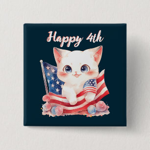 Patriotic Kitten 4. Juli Happy 4. Custom Button