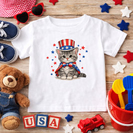 Patriotic Kitten Red White Blue T-Shirt
