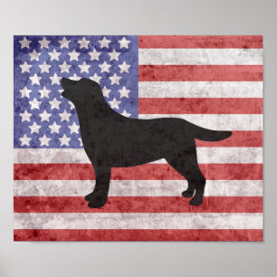 Patriotic Labrador Kontur 4. Juli Poster